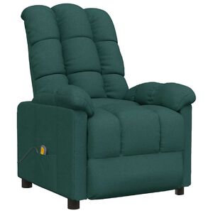 vidaXL Fauteuil de massage Vert fonc&eacute; Tissu