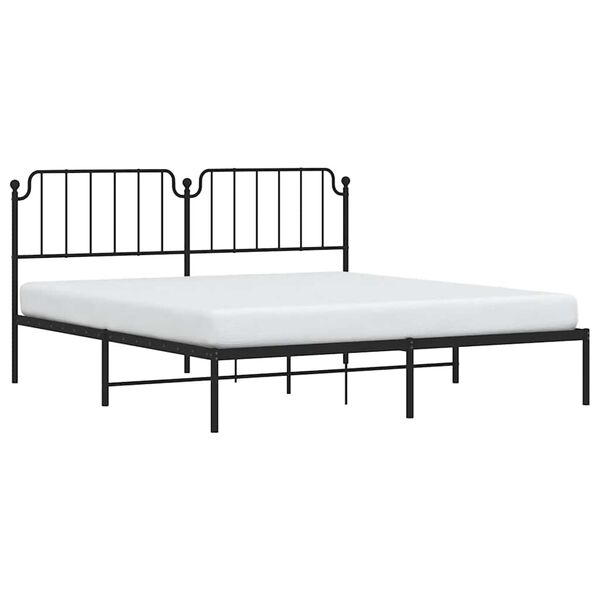 vidaXL Cadre de lit m&eacute;tal sans matelas avec t&ecirc;te de lit noir 183x213cm