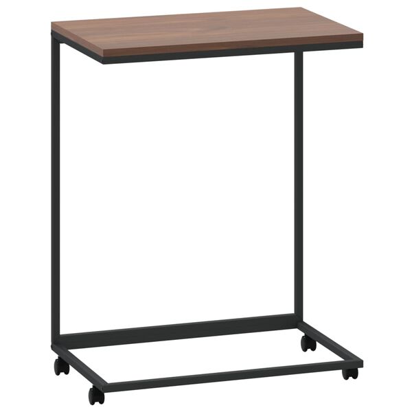 vidaXL Table d'appoint avec roues noir 55x35x70 cm bois d'ingénierie