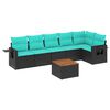 vidaXL Ensemble de canap&eacute; de jardin 7 pcs avec coussins noir r&eacute;sine tress&eacute;e