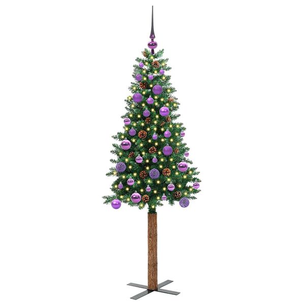 vidaXL Sapin de No&euml;l mince Vert 150 cm PVC et bois de pin massif