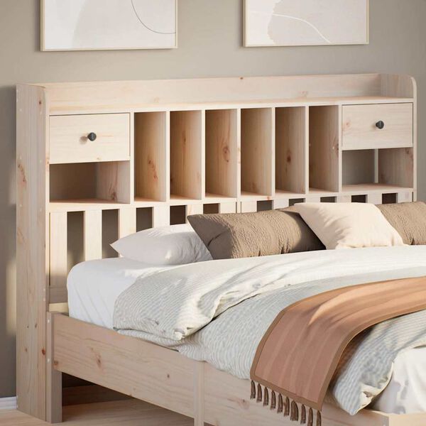 vidaXL T&ecirc;te de lit avec rangement 160 cm bois massif de pin