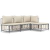 vidaXL Salon de jardin 4 pcs avec coussins anthracite r&eacute;sine tress&eacute;e