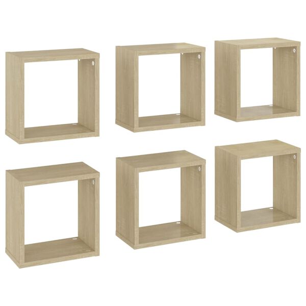 vidaXL Étagères cube murales 6 pcs Chêne sonoma 26x15x26 cm