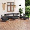 vidaXL Salon de jardin 8 pcs Noir Bois de pin massif