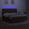 vidaXL Sommier &agrave; lattes de lit matelas et LED Marron fonc&eacute; 160x200 cm