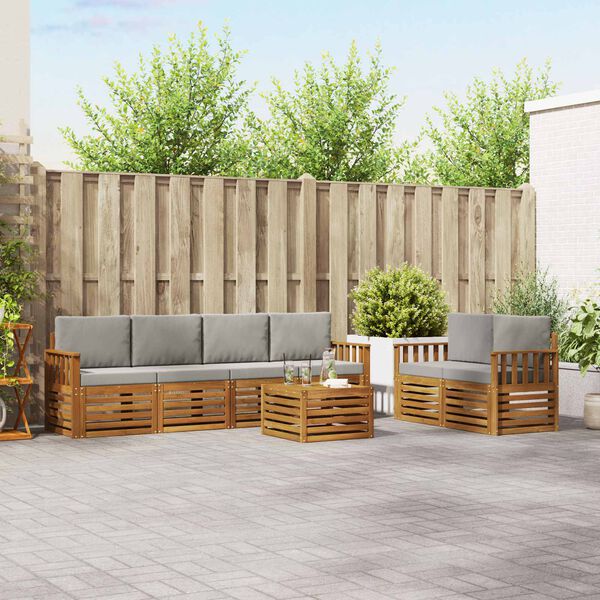 vidaXL Ensembles de canap&eacute;s avec coussin 7 pcs Gris Naturel et Clair