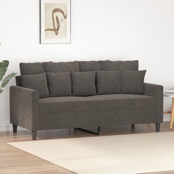 vidaXL Canap&eacute; &agrave; 2 places Gris fonc&eacute; 140 cm Velours