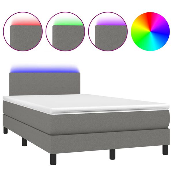 vidaXL Sommier &agrave; lattes de lit matelas LED gris fonc&eacute; 120x190 cm tissu