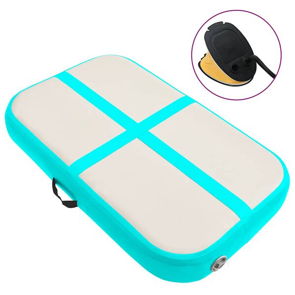 vidaXL Tapis gonflable de gymnastique avec pompe 60x100x20 cm PVC Vert