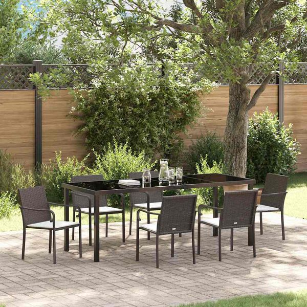 vidaXL Ensemble de salle &agrave; manger pour jardin 7 pcs Marron et Noir