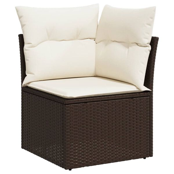 vidaXL Salon de jardin 8 pcs avec coussins marron r&eacute;sine tress&eacute;e