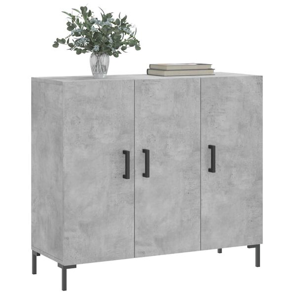vidaXL Buffet gris b&eacute;ton 90x34x80 cm bois d'ing&eacute;nierie