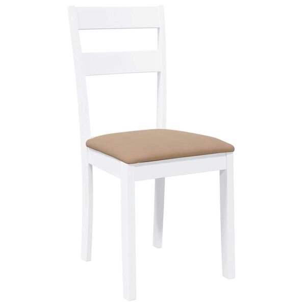 vidaXL Chaises à manger coussins 2 pcs blanc bois massif caoutchouc