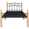 vidaXL Cadre de lit sans matelas noir m&eacute;tal bois ch&ecirc;ne massif 90x200cm
