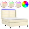 vidaXL Sommier à lattes de lit matelas LED Crème 140x190 cm Similicuir