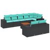 vidaXL Ensemble de canap&eacute; de jardin 9 pcs avec coussins noir r&eacute;sine tress&eacute;e