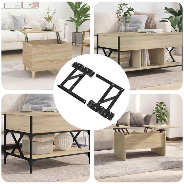 vidaXL M&eacute;canisme de levage de lit 2 pcs Noir 340 x 95 x 40 mm Fer