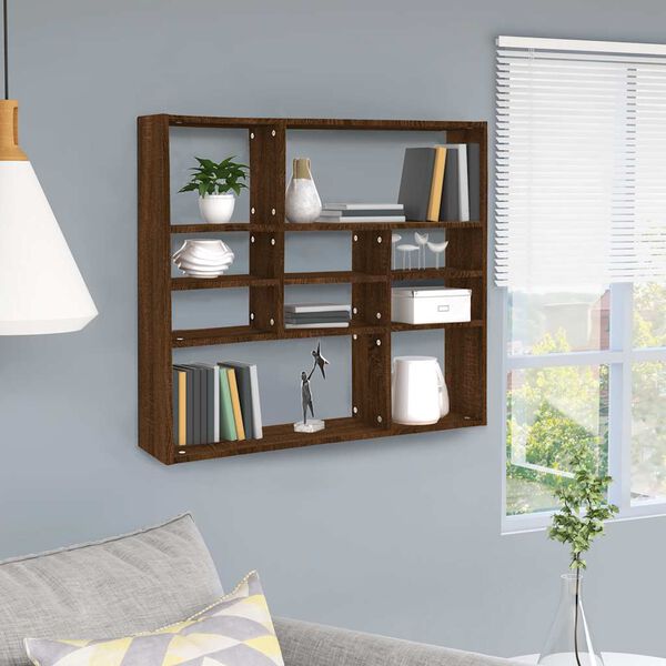 vidaXL &Eacute;tag&egrave;re murale Ch&ecirc;ne marron 90x16x78 cm Bois d&rsquo;ing&eacute;nierie