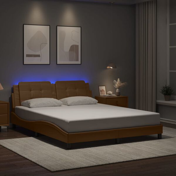 vidaXL Cadre de lit avec LED sans matelas Zadar cappuccino 160x200 cm