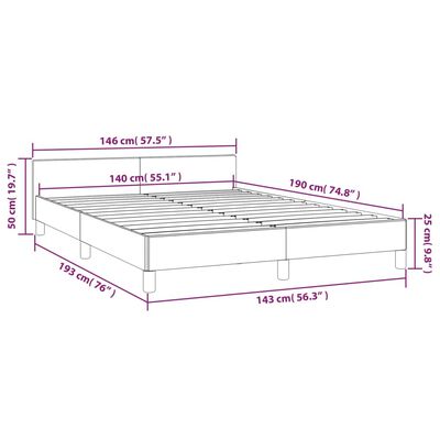 vidaXL Cadre de lit avec tête de lit Taupe 140x190 cm Tissu