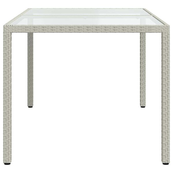 vidaXL Table de jardin 150x90x75 cm Verre trempé/résine tressée Blanc
