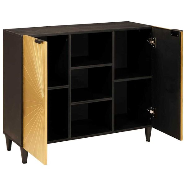 vidaXL Meuble d'appoint avec &eacute;tag&egrave;re Noir et or 90 x 33,5 x 75 cm