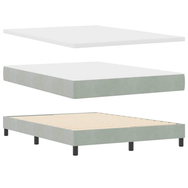 vidaXL Lit &agrave; ressorts avec matelas Gris clair 200 x 140 cm Velours