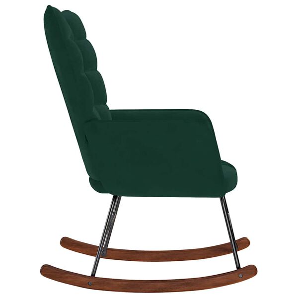 vidaXL Chaise &agrave; bascule Vert fonc&eacute; Velours