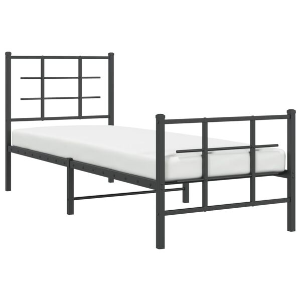 vidaXL Cadre de lit m&eacute;tal sans matelas avec pied de lit noir 75x190 cm