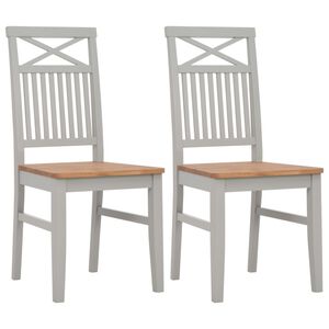 vidaXL Chaises &agrave; manger lot de 2 gris bois de ch&ecirc;ne solide