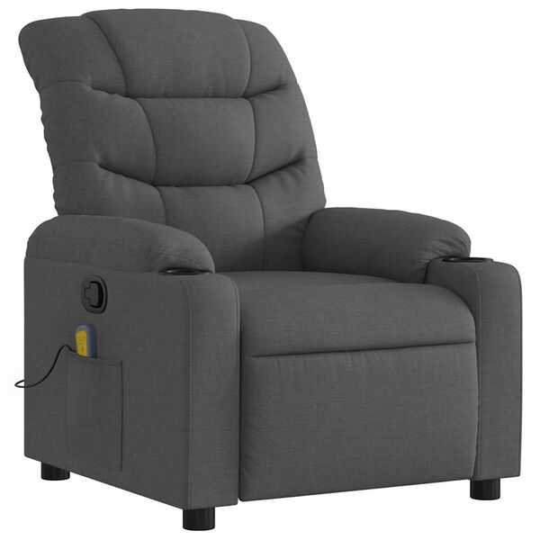 vidaXL Fauteuil de massage inclinable Gris fonc&eacute; Tissu