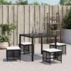 vidaXL Tabourets de jardin et coussins lot de 4 noir 41x41x36 cm rotin