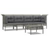 vidaXL Salon de jardin 5 pcs avec coussins Gris Résine tressée
