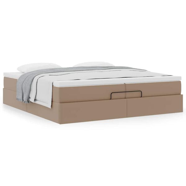 VidaXL Cadre de lit ottoman et matelas cappuccino 200x200cm similicuir