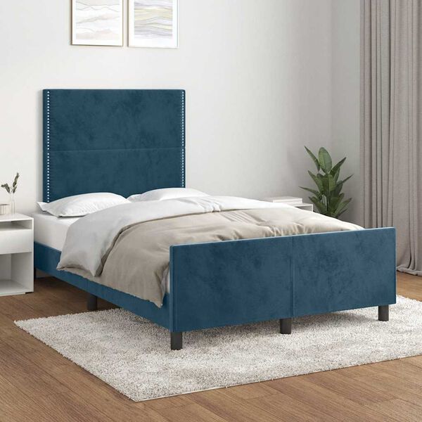 vidaXL Cadre de lit sans matelas bleu fonc&eacute; 120x190 cm velours