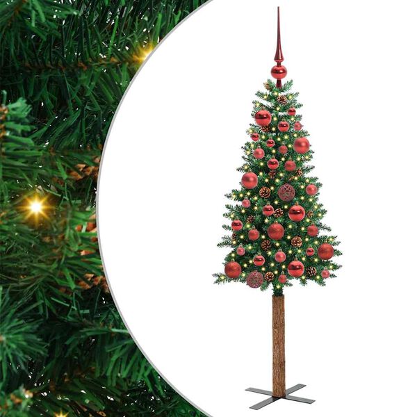 vidaXL Sapin de No&euml;l mince Vert 150 cm PVC et bois de pin massif