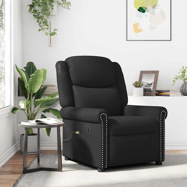 vidaXL Fauteuil de massage Noir Similicuir brillant
