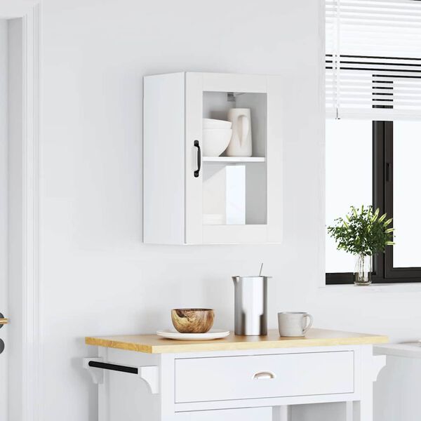 vidaXL Armoire murale de cuisine avec porte en verre Porto blanc