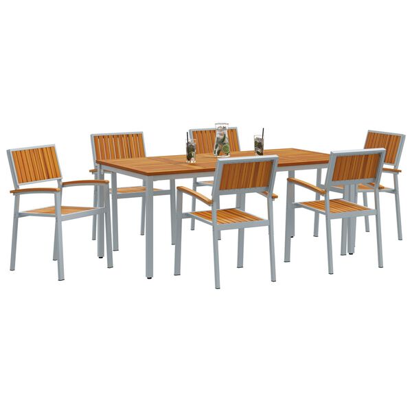 vidaXL Ensemble de salle à manger pour jardin 7 pcs Gris