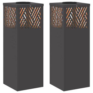 vidaXL Lumi&egrave;re de chemin LED solaire 2 pcs Noir Acier lamin&eacute; &agrave; froid