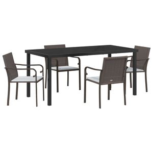 vidaXL Ensemble de salle &agrave; manger pour jardin 5 pcs Marron et Noir