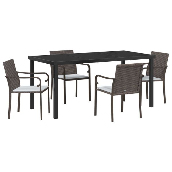 vidaXL Ensemble de salle à manger pour jardin 5 pcs Marron et Noir