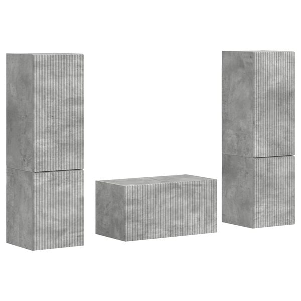 vidaXL Ensemble meuble TV 5 pcs Gris b&eacute;ton Bois d'ing&eacute;nierie