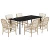 vidaXL Ensemble &agrave; manger de jardin et coussins 7 pcs beige poly rotin