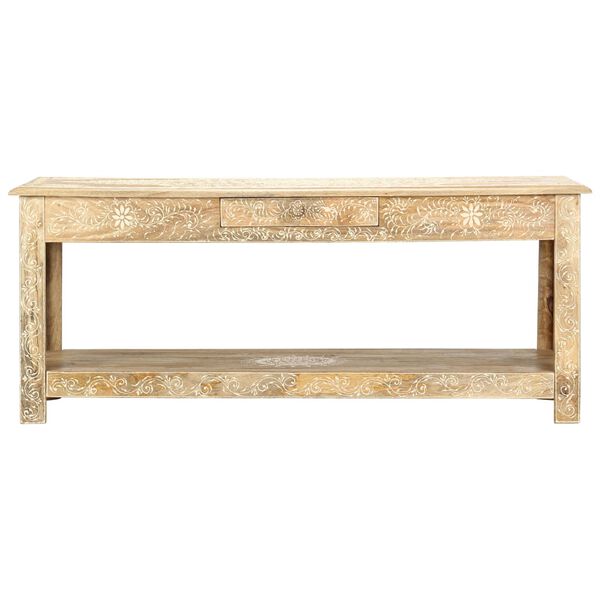 vidaXL Table basse peinte &agrave; main 110x50x45 cm Bois de manguier massif
