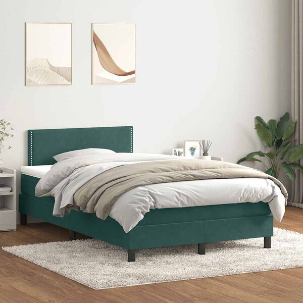 vidaXL Sommier &agrave; lattes de lit et matelas et LED vert fonc&eacute; 120x210cm velours