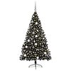 vidaXL Sapin de No&euml;l artificiel pr&eacute;-&eacute;clair&eacute; Noir 180 cm PVC