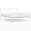 vidaXL Cadre de lit m&eacute;tal sans matelas et pied de lit blanc 160x200 cm