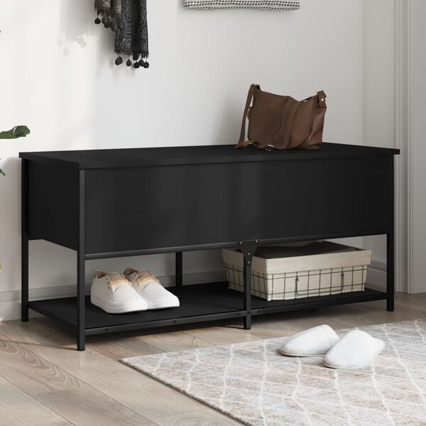 vidaXL Banc de rangement noir 100x42,5x47 cm bois d'ing&eacute;nierie